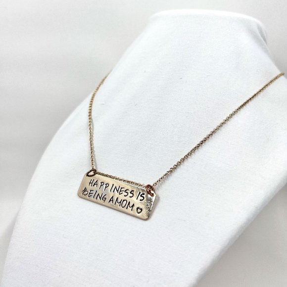 VIDA Jewelry - Happiness Is Being A Mom Handwritten Pendant Gold Tone 16” Adjustable Necklace
